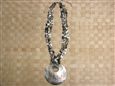 Round Mother Of Pearl &amp; Chips Black Tahitian Shell Necklace
