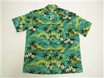 Winnie Fashion A Hundred Sunsets Green Cotton Men's Hawaiian Shirt