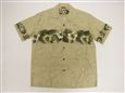 Winnie Fashion Hibiscus Ivory Cotton Men&#39;s Hawaiian Shirt