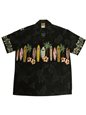 Winnie Fashion Long Board Black Cotton Men&#39;s Hawaiian Shirt