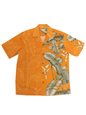 Winnie Fashion Leaf Orange Cotton Men&#39;s Hawaiian Shirt