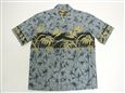 Winnie Fashion Local Bird of Paradise Blue Cotton Men&#39;s Hawaiian Shirt
