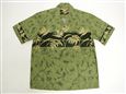 Winnie Fashion Local Bird of Paradise Green Cotton Men&#39;s Hawaiian Shirt