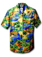 Pacific Legend メンズアロハシャツ [クロコダイル/ブルー]