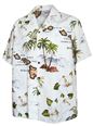 Pacific Legend Island Chain White Cotton Men&#39;s Hawaiian Shirt