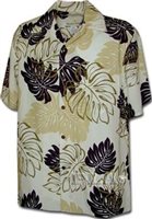 Pacific Legend Monstera Cream Rayon Men's Hawaiian Shirt