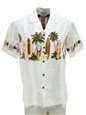 Pacific Legend Surfboard White Cotton Men&#39;s Border Hawaiian Shirt