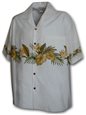 Pacific Legend Anthurium White Cotton Men&#39;s Hawaiian Shirt