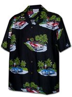 Pacific Legend Cars Black Cotton Men's Hawaiian Shirt