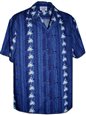 Pacific Legend Palm Tree Navy Cotton Men&#39;s Hawaiian Shirt