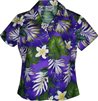 Plumeria &amp; Monstera Purple Ladies Aloha Fitted Shirts