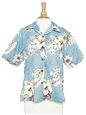 Pacific Legend Hibiscus Blue Cotton Women&#39;s Hawaiian Shirt