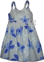 Pacific Legend Plumeria Blue Cotton Toddlers Hawaiian Bungee Dress