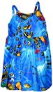 Pacific Legend Tropical Fish Blue Cotton Toddlers Hawaiian Bungee Dress