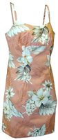 Pacific Legend Hibiscus Peach Cotton Hawaiian Spaghetti Short Dress