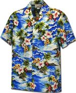 Pacific Legend Diamond Head Blue Cotton Boys Junior Hawaiian Shirt