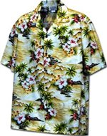Pacific Legend Diamond Head Maize Cotton Boys Junior Hawaiian Shirt