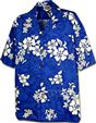 Pacific Legend White Hibiscus Blue Cotton Boys Junior Hawaiian Shirt
