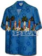 Pacific Legend Surfboard Blue Cotton Boys Junior Hawaiian Shirt