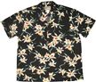 Paradise Found Star Orchid Black Rayon Men&#39;s Hawaiian Shirt