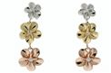 Paradise Collection Sterling Silver Yellow, White, Pink Tri-Color Collection Plumeria Earrings