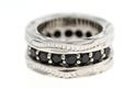 Paradise Collection Sterling Silver &amp; Black Zirconia Maile Hawaii Beads Ring Pendant