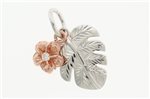 Paradise Collection Sterling Silver with Rose Gold Maile Hawaii Monstera & Plumeria Pendant