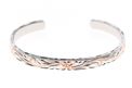Paradise Collection Sterling Silver with Rose Gold Open Bangle Plumeria Bracelet