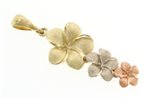 Paradise Collection 14KT Gold Yellow, White, Pink Tri-Color Collection Plumeria Pendant