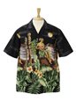 Winnie Fashion Hula Girl Black Cotton Men&#39;s Hawaiian Shirt