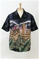 Winnie Fashion Surfing Black Cotton Men&#39;s Hawaiian Shirt