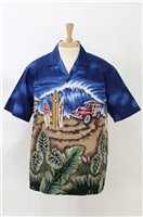 Winnie Fashion Surfing Blue Cotton Men's Hawaiian Shirt