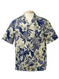 Two Palms Pineapple Garden Navy Cotton Men&#39;s Hawaiian Shirt