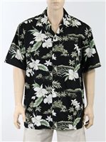 Winnie Fashion Orchid Black Cotton Men's Hawaiian Shirt