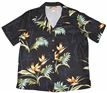 Paradise Found Bamboo Paradise Black Rayon Women&#39;s Hawaiian Shirt