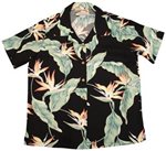Paradise Found 45 [Bird of paradise 11 / Black ] Ladies Hawaiian Shirt