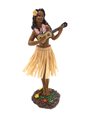 Girl with Ukulele/Natural Skirt Leilani Dashboard Hula Doll