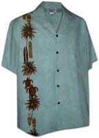 Pacific Legend Tiki & Honu Sky Cotton Men's Hawaiian Shirt