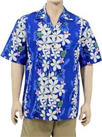 Two Palms Vintage Plumeria Blue Cotton Men's Hawaiian Shirt