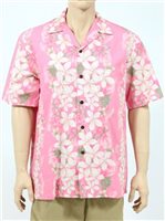 Two Palms Vintage Plumeria Pink Cotton Men's Hawaiian Shirt