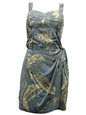 Paradise Found Heliconia Sketch Slate Rayon Hawaiian Sarong Short Dress