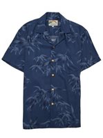 Paradise Found Bamboo Print Navy Rayon Men's Hawaiian Shirt