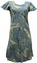 PF #165 A-Line Dress w/sleeves [Heliconia Sketch / Slate]