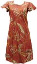 Paradise Found Heliconia Sketch / Rust A-Line Dress w/sleeves
