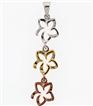 Paradise Collection Sterling Silver White, Yellow, Pink Tri-Color Collection Open Plumeria Pendant