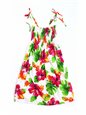 Two Palms Hibiscus Watercolor/White Girls Summer Dress