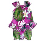 Pacific Legend Plumeria & Monstera Pink Cotton Infant Girls Hawaiian Cabana Set