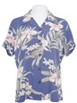 Two Palms Pali Orchid Blue Rayon Women&#39;s Hawaiian Shirt