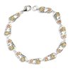 Paradise Collection Sterling Silver, Yellow Gold with Rose Gold Tri-Color CZ Slipper Bracelet