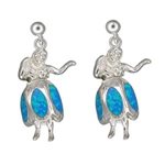 Paradise Collection Sterling Silver Opal Hula Girl Pierced Earrings